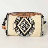 American Darling Toiletry Hand Tooled Saddle Blanket Fabric Genuine Leather Western Women Bag Handbag Purse | for Cute