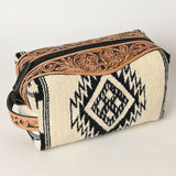 American Darling Toiletry Hand Tooled Saddle Blanket Fabric Genuine Leather Western Women Bag Handbag Purse | for Cute