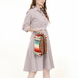 American Darling Toiletry Hand Tooled Saddle Blanket Fabric Genuine Leather Western Women Bag Handbag Purse | for Cute