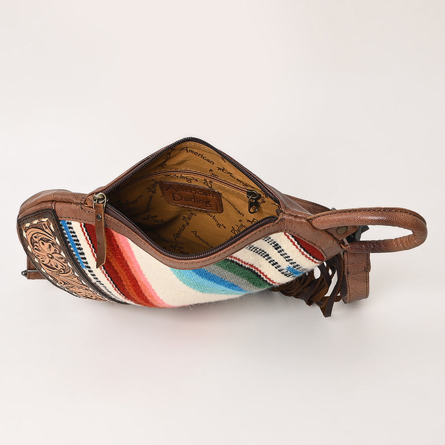 American darling Western Leather Sling Bag with Fringes, Hair-On Cowhide & Saddle Blanket – Handcrafted, Stylish & Durable, Perfect for Everyday Use