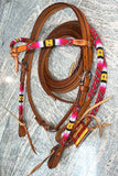 HILASON Horse Browband Headstall Working Tack With 5/8 X 8 Ft Beaded Split Rein