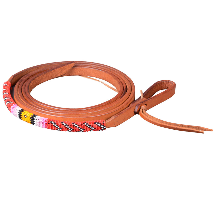 HILASON Horse Browband Headstall Working Tack With 5/8 X 8 Ft Beaded Split Rein