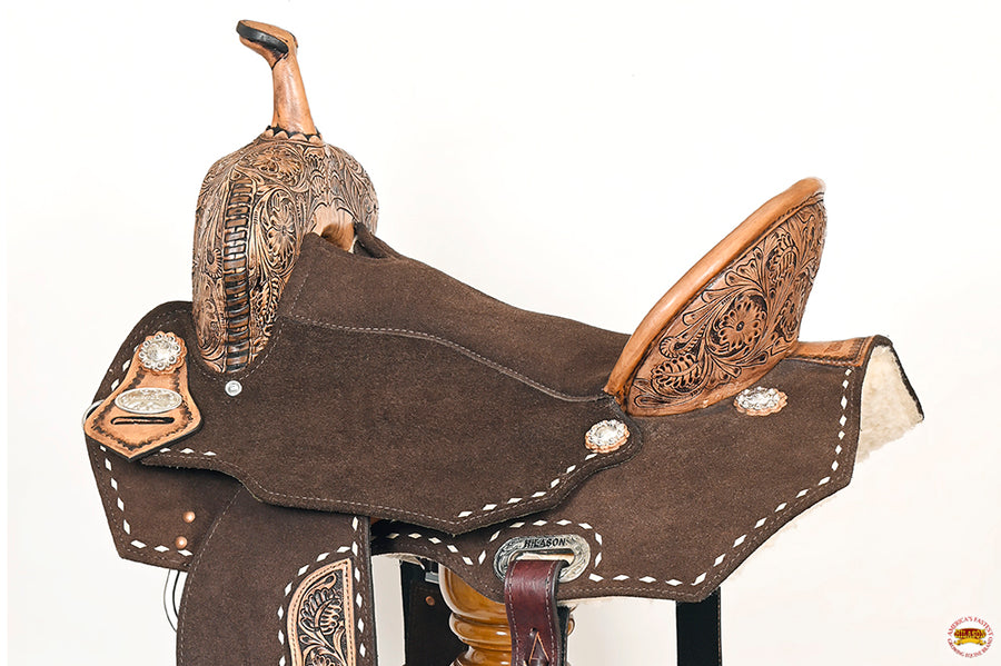 HILASON Flex Tree Western Horse Stud Trail Barrel American Leather Saddle Black | for Horses