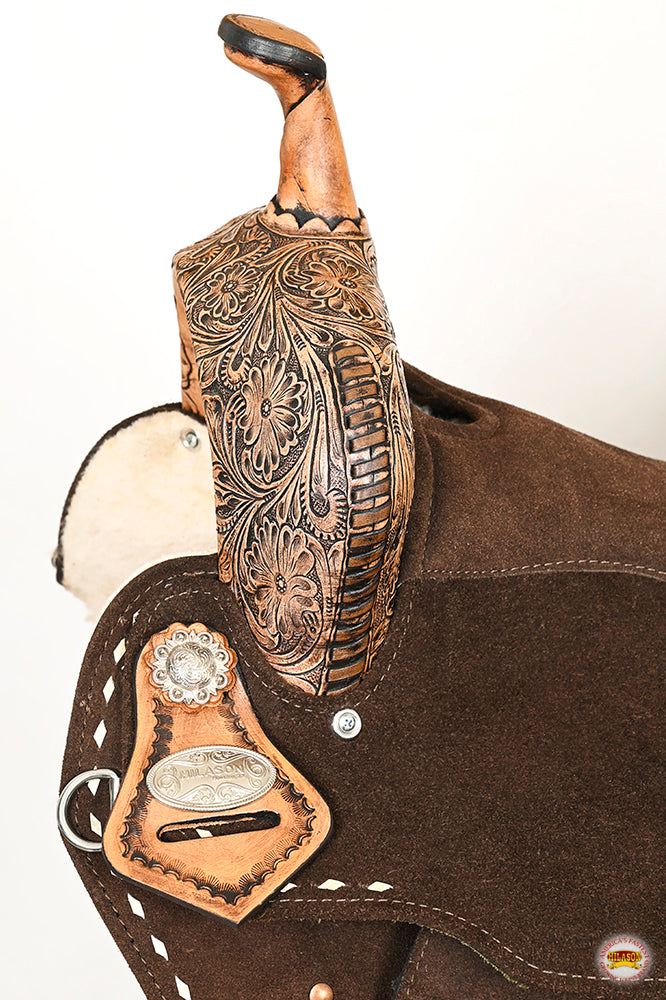 HILASON Flex Tree Western Horse Stud Trail Barrel American Leather Saddle Black | for Horses