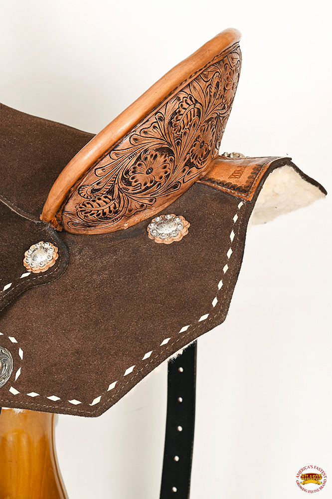 HILASON Flex Tree Western Horse Stud Trail Barrel American Leather Saddle Black | for Horses