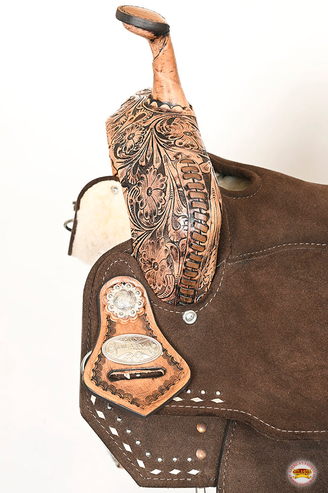 15 In Hilason Flex Tree Western Horse Floral Trail Barrel American Leather Saddle Brown