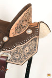 15 In Hilason Flex Tree Western Horse Floral Trail Barrel American Leather Saddle Brown