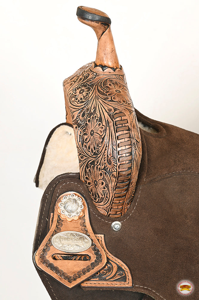 HILASON Flex Tree Western Horse Floral Trail Barrel American Leather Saddle Brown | for Horses