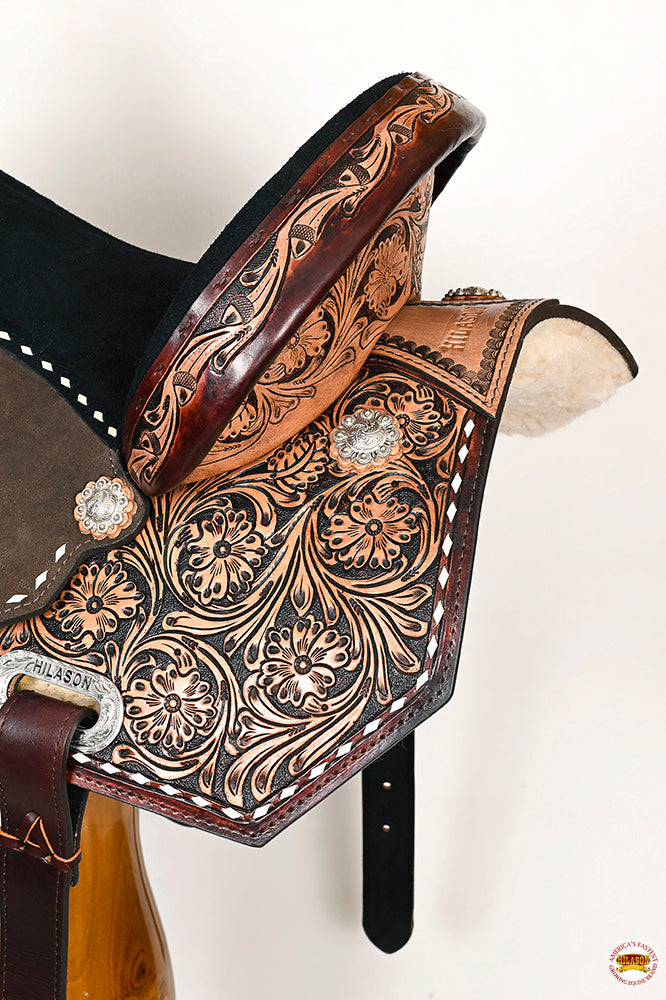 HILASON Flex Tree Western Horse Buckstitch Trail Barrel American Leather Saddle Brown | for Horses