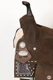 16 In Hilason Flex Tree Western Horse Buckstitch Floral Trail Barrel American Leather Saddle Brown