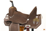 15 In Hilason Flex Tree Western Horse Leaf Buckstitch Trail Barrel American Leather Saddle Brown