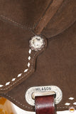 15 In Hilason Flex Tree Western Horse Leaf Buckstitch Trail Barrel American Leather Saddle Brown
