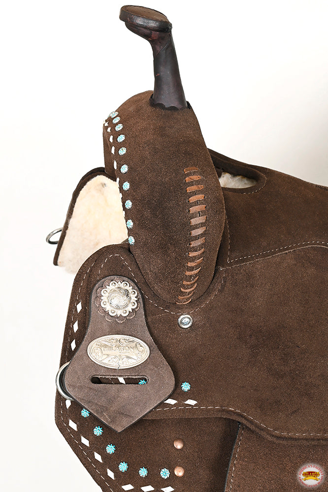 15 In Hilason Flex Tree Western Horse Buckstitch Trail Barrel American Leather Saddle Brown