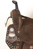 15 In Hilason Flex Tree Western Horse Buckstitch Trail Barrel American Leather Saddle Brown
