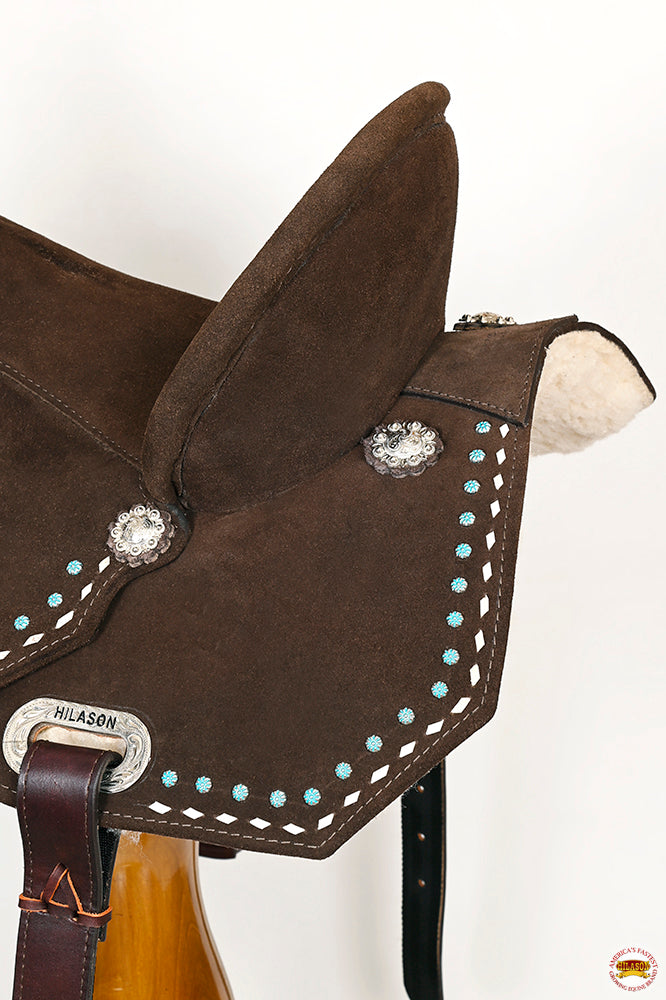 15 In Hilason Flex Tree Western Horse Buckstitch Trail Barrel American Leather Saddle Brown
