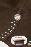 15 In Hilason Flex Tree Western Horse Buckstitch Trail Barrel American Leather Saddle Brown