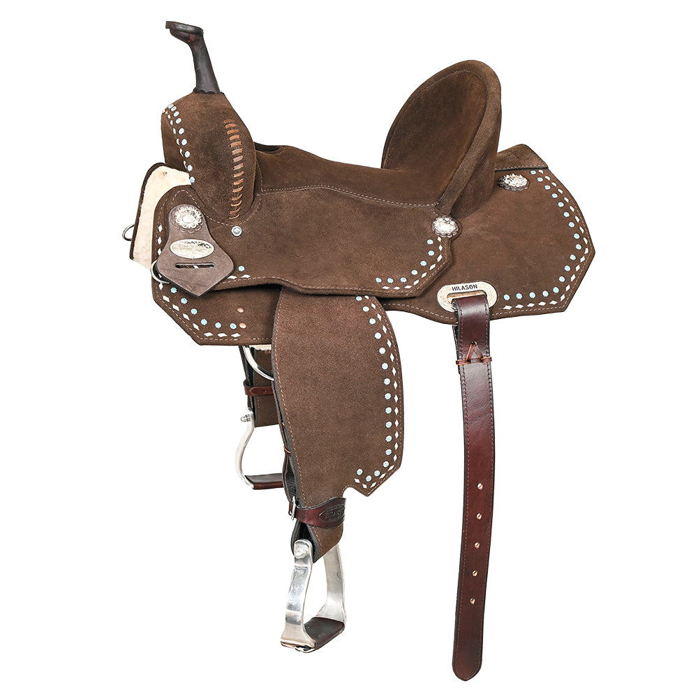 15 In Hilason Flex Tree Western Horse Buckstitch Trail Barrel American Leather Saddle Brown