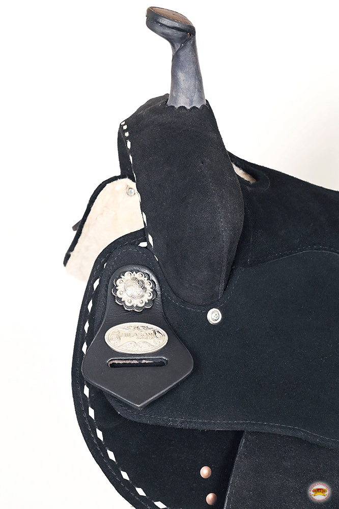 HILASON Flex Tree Western Horse Stud Trail Barrel American Leather Saddle Black | for Horses