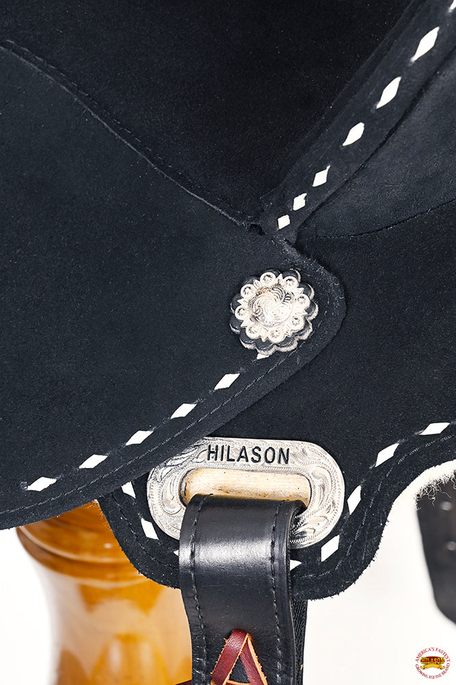 HILASON Flex Tree Western Horse Stud Trail Barrel American Leather Saddle Black | for Horses