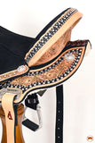 Hilason Flex Tree Western Horse Floral Trail Barrel American Leather Saddle Black