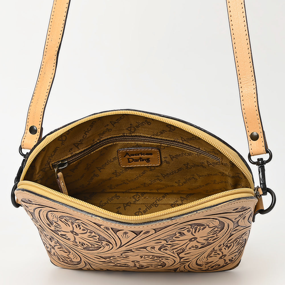 American Darling Cross Body Hand Tooled Genuine Leather Western Women Bag | Antique Tan Handbag Purse Crossbody for Cute