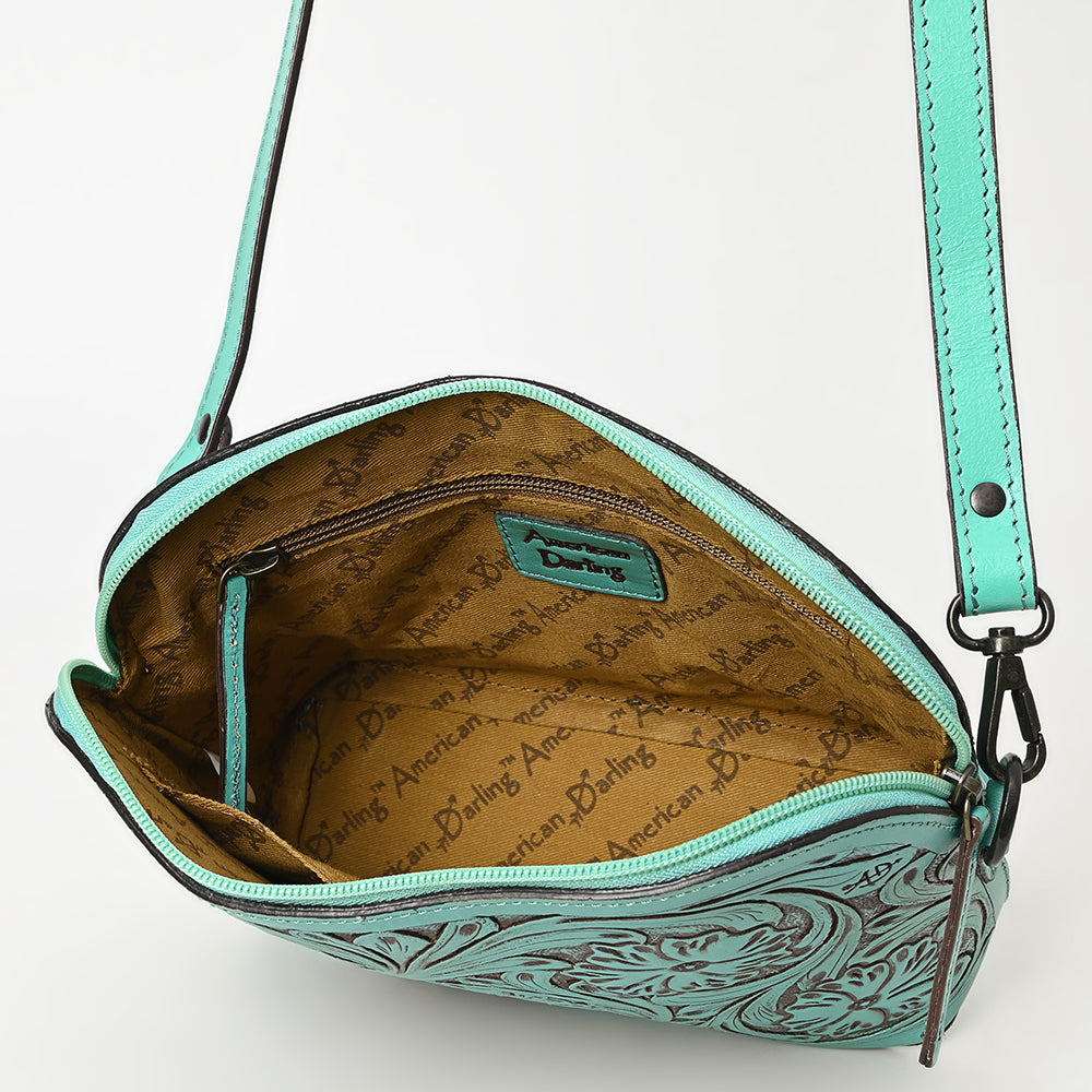 American Darling Cross Body Hand Tooled Genuine Leather Western Women Bag | Antique Tan Handbag Purse Crossbody for Cute