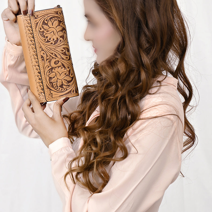 American Darling Wallet Hand Tooled Genuine Leather Western Women Bag | Handbag Purse Wristlet Travel