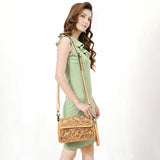 American Darling Cross Body Hand Tooled Genuine Leather Western Women Bag | Antique Tan Handbag Purse Crossbody for Cute