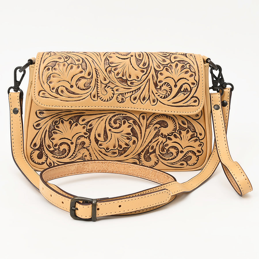 American Darling Cross Body Hand Tooled Genuine Leather Western Women Bag | Antique Tan Handbag Purse Crossbody for Cute