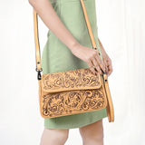 American Darling Cross Body Hand Tooled Genuine Leather Western Women Bag | Antique Tan Handbag Purse Crossbody for Cute