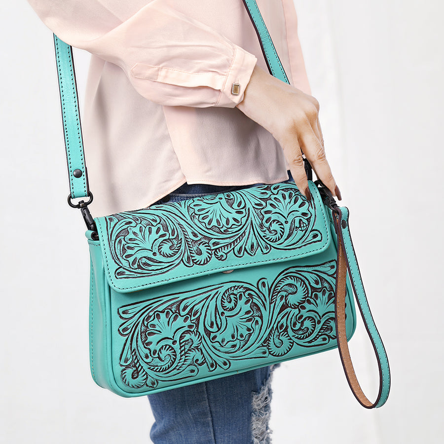 American Darling Cross Body I Hand Tooled Hair-On Genuine Leather Women Bag Western Handbag Purse