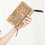 American Darling Clutch Hand Tooled Genuine Leather Western Women Bag Handbag Purse |