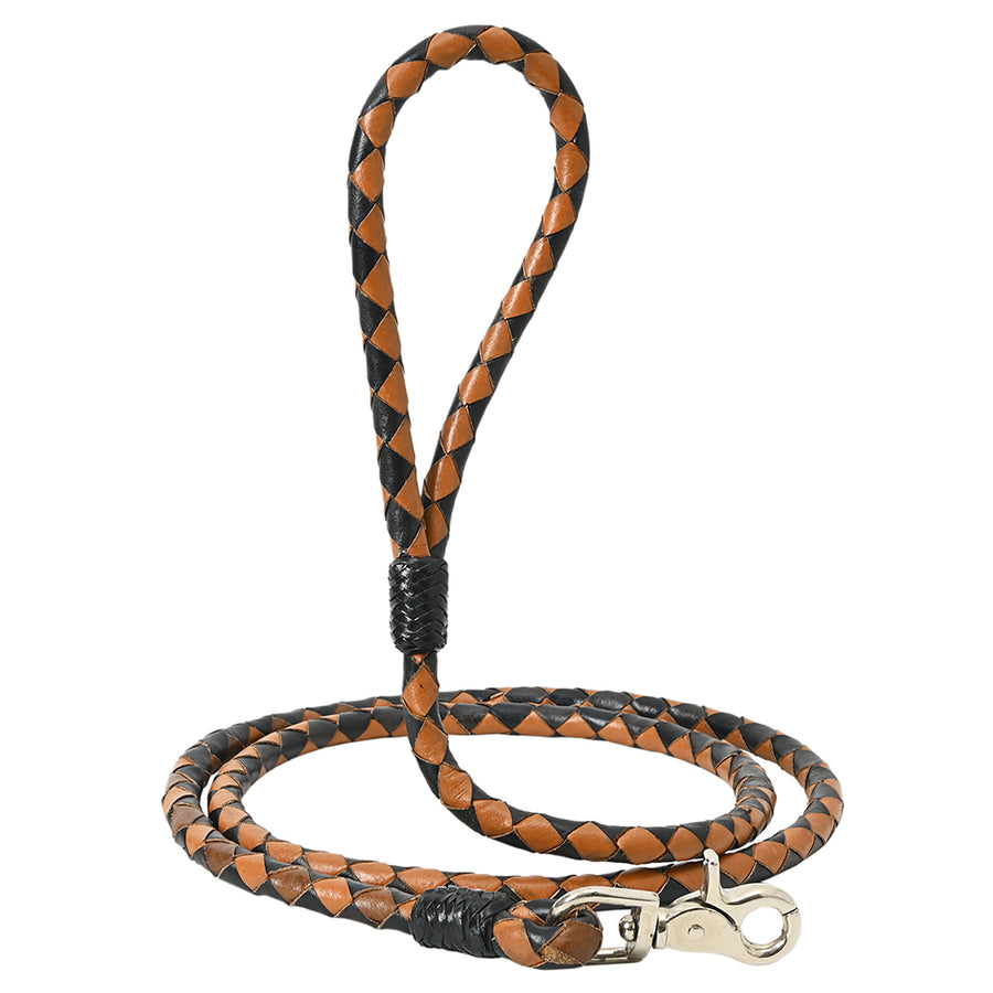 HILASON Braided Genuine Leather Dog Leash with Heavy Duty Snap Durable Professional Training Lead Brown - Uhorse