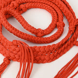 HILASON Western Horse Nylon Rope with Fringes Snap Red | Horse Rope | Ropes for Horses | Leather Rope | Horse Rope with Fringes (8 Ft)