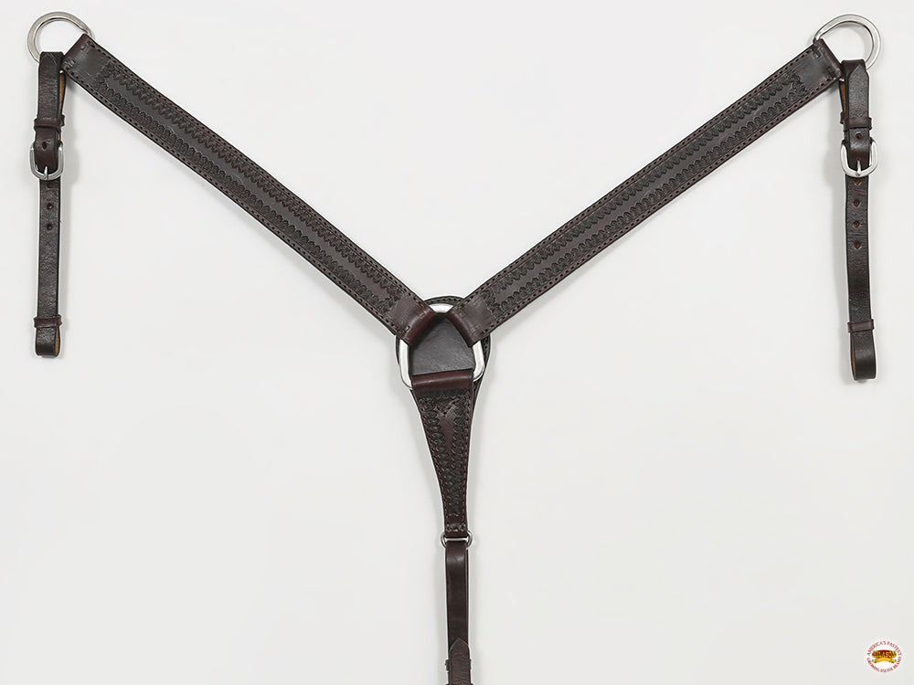HILASON Western Horse Genuine Leather Hand Tooled Headstall Breast Collar Brown