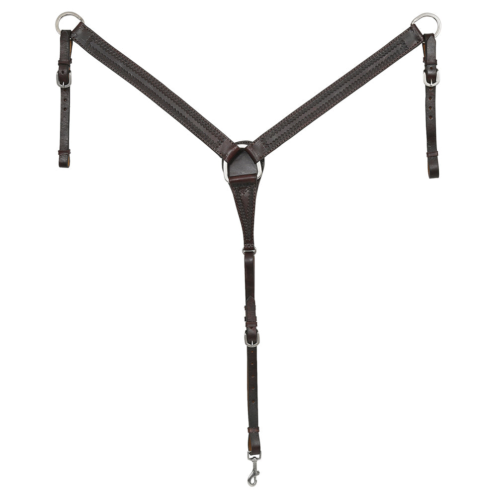 HILASON Western Horse Genuine Leather Hand Tooled Headstall Breast Collar Brown