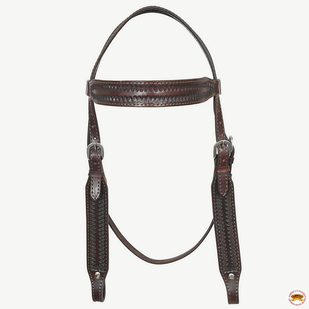 HILASON Western Horse Genuine Leather Hand Tooled Headstall Breast Collar Brown