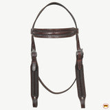 HILASON Western Horse Genuine Leather Hand Tooled Headstall Breast Collar Brown