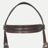 HILASON Western Horse Genuine Leather Hand Tooled Headstall Breast Collar Brown