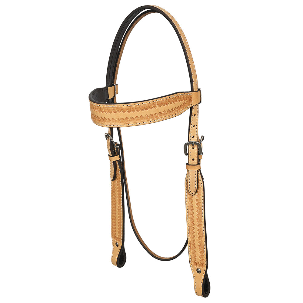 HILASON Western Horse Genuine Leather Hand Tooled Headstall Breast Collar Tan