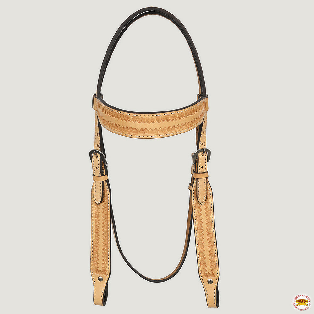 HILASON Western Horse Genuine Leather Hand Tooled Headstall Breast Collar Tan