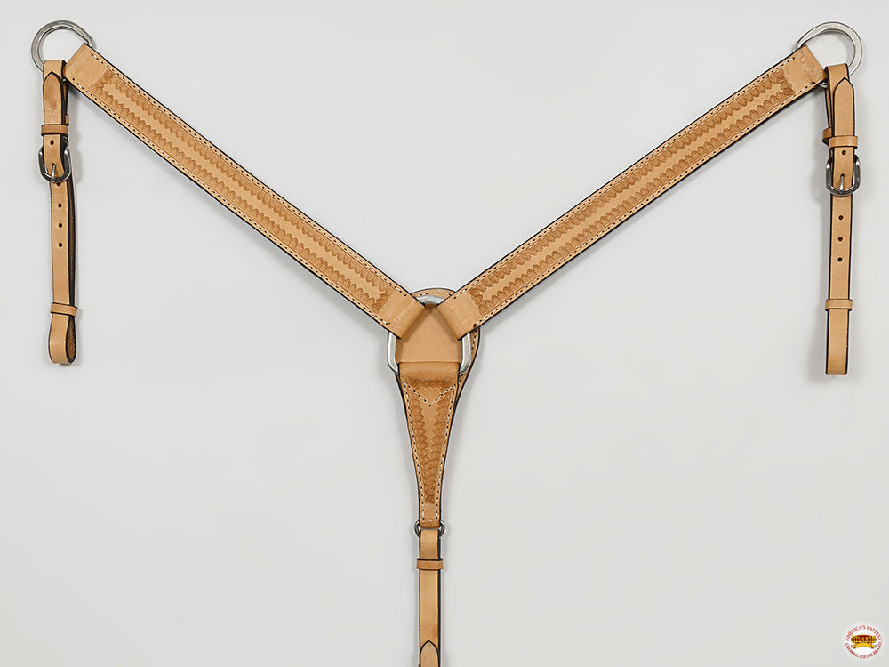 HILASON Western Horse Genuine Leather Hand Tooled Headstall Breast Collar Tan