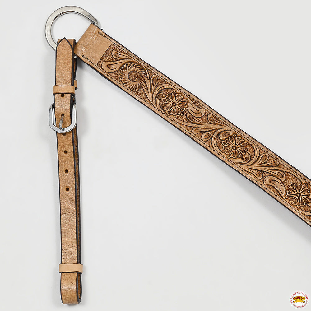 HILASON Western Horse Genuine Leather Hand Tooled Floral Design Headstall Breast Collar Tan