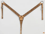 HILASON Western Horse Genuine Leather Hand Tooled Floral Design Headstall Breast Collar Tan