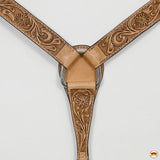 HILASON Western Horse Genuine Leather Hand Tooled Floral Design Headstall Breast Collar Tan