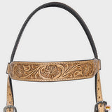 HILASON Western Horse Genuine Leather Hand Tooled Floral Design Headstall Breast Collar Tan