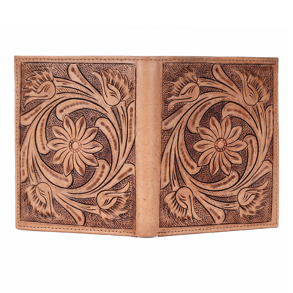 BAR H EQUINE Hand Carved Unisex Bifold Wallet Genuine Hair-On Leather