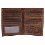 BAR H EQUINE Hand Carved Unisex Bifold Wallet Genuine Hair-On Leather