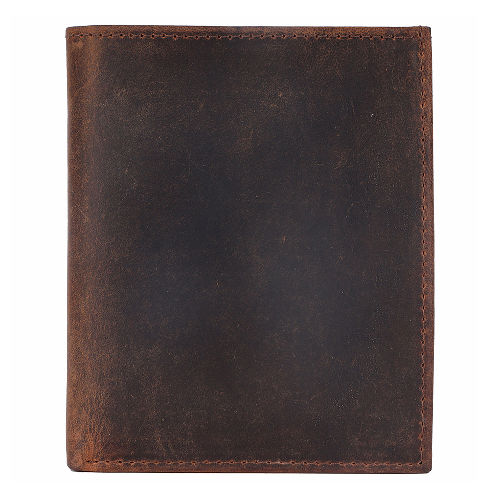 BAR H EQUINE Hand Carved Unisex Bifold Wallet Genuine Hair-On Leather