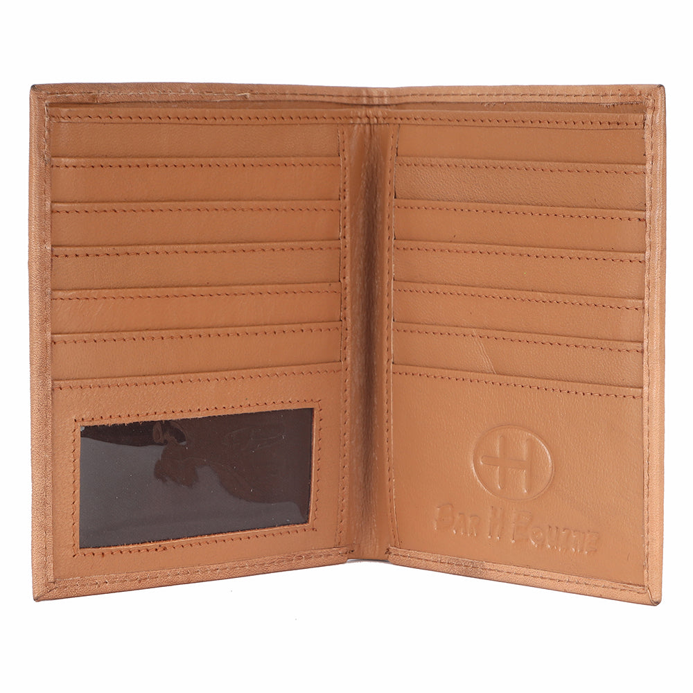 BAR H EQUINE Hand Carved Unisex Bifold Wallet Genuine Hair-On Leather